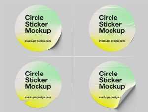 5 Free Round Sticker Mockup PSD Set