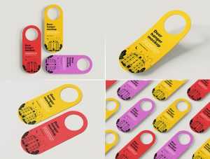 5 Free Rounded Corner Door Hanger Mockup PSD Files