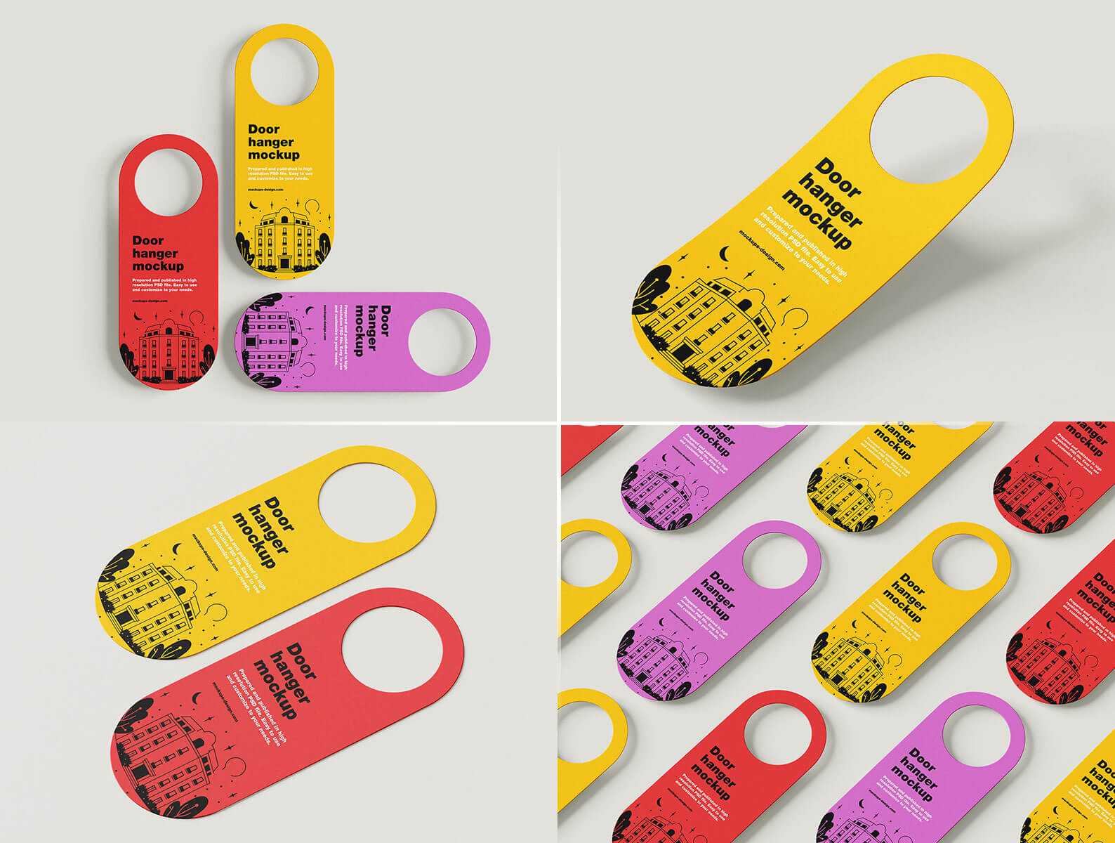 5 Free Rounded Corner Door Hanger Mockup PSD Files