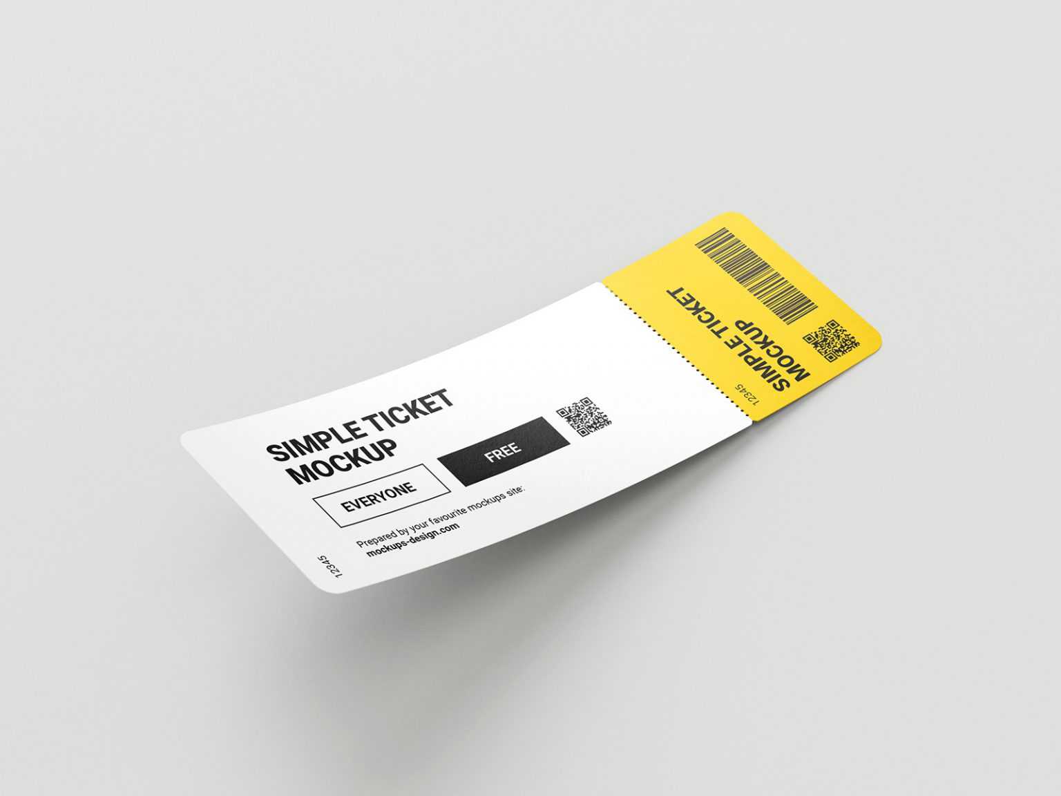5 Free Ticket Mockups PSD set