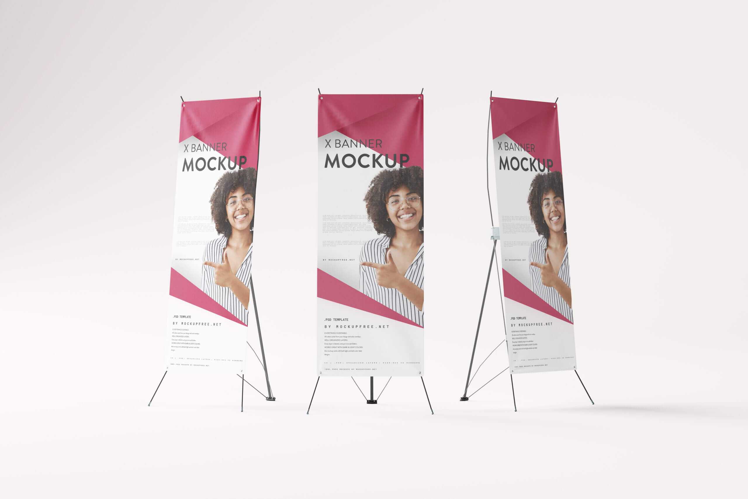 5 Free X-Stand Banner Standee Mockups PSD sets