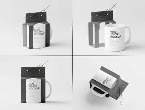 5 Gifting Mug Mockups with Package PSD