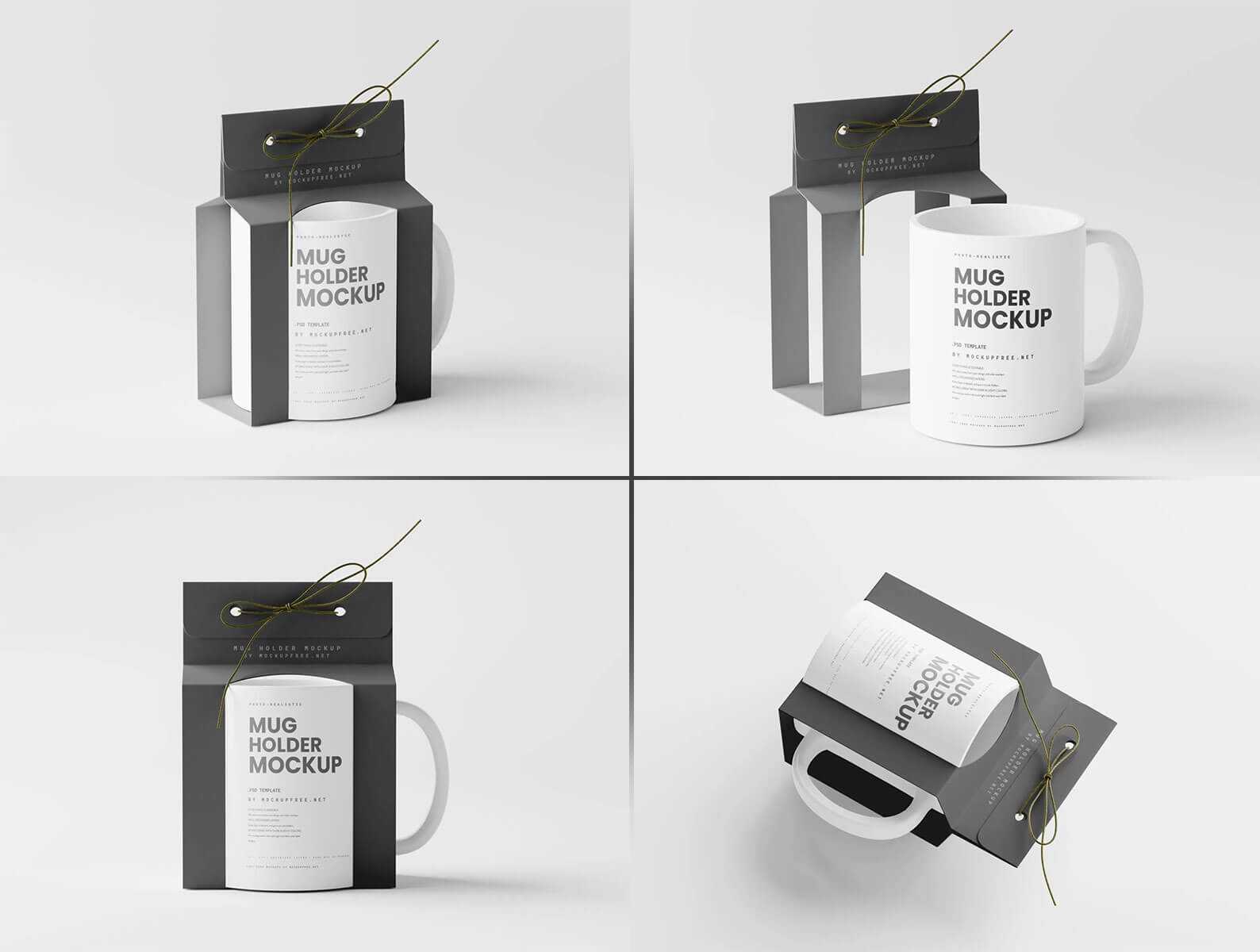 5 Gifting Mug Mockups with Package PSD