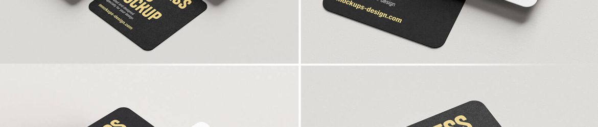 6 Free Rounded Corner Square Business Card Mockup PSD Files