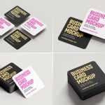 6 Free Rounded Corner Square Business Card Mockup PSD Files