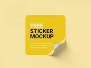 6 Free Square Sticker Mockup PSD set
