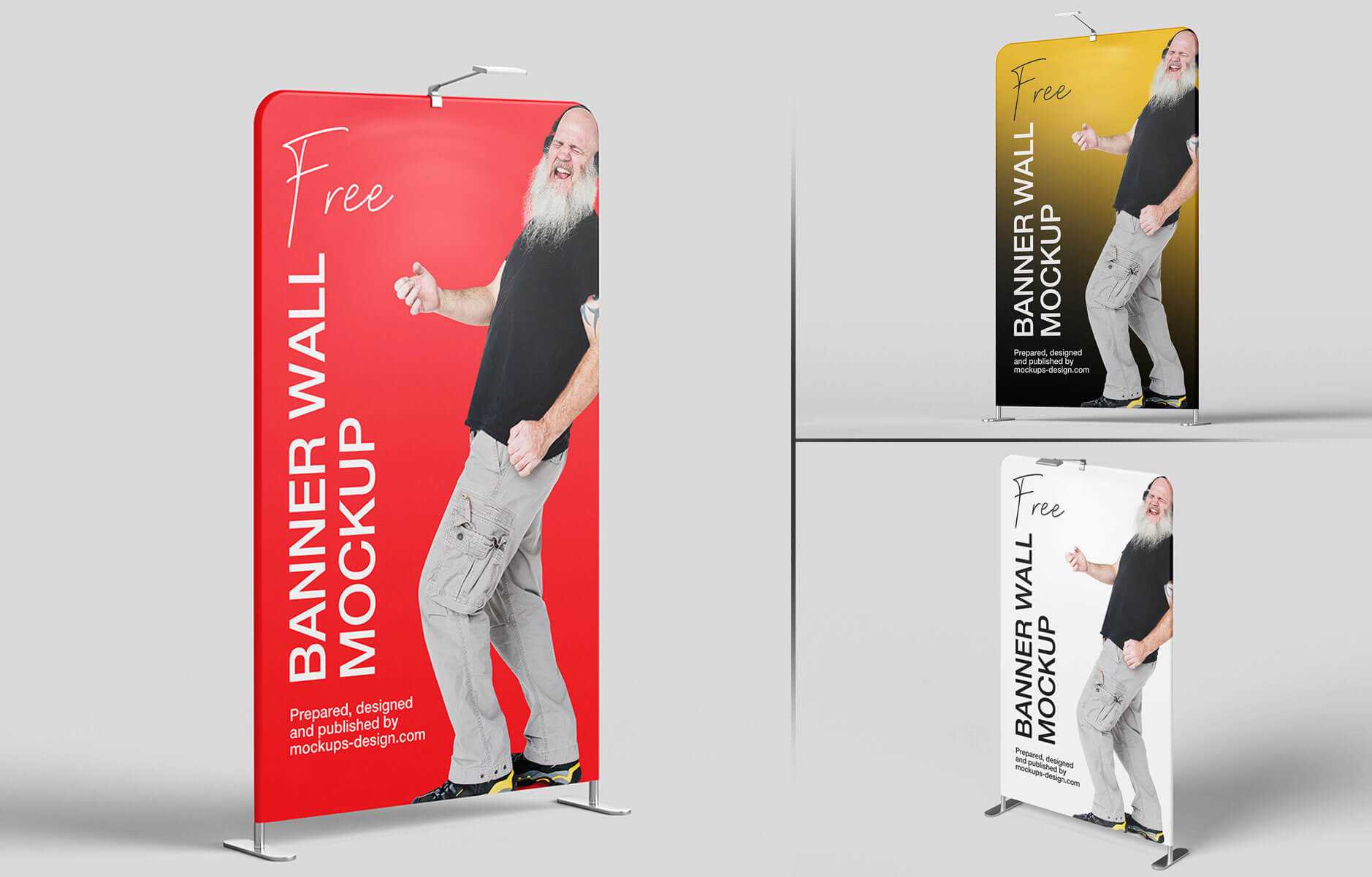 6 Free Vertical Standing Banner Mockups PSD Set