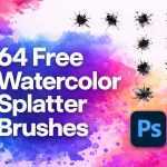 64 Free Watercolor Splatter Photoshop Brushes Download – Artistic Paint Splash Brush Pack