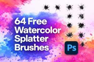 64 Free Watercolor Splatter Photoshop Brushes Download – Artistic Paint Splash Brush Pack