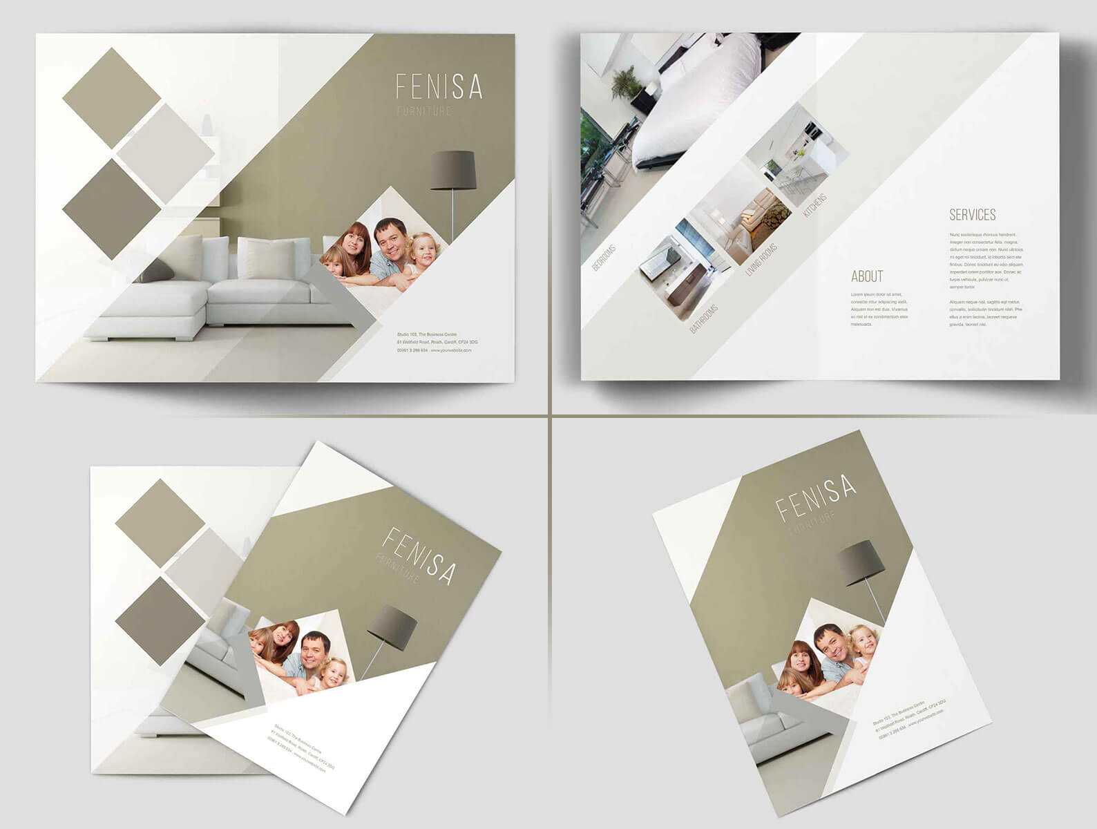 7 A4 Bifold Brochure Mockups PSD set Free File