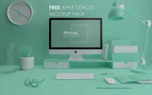 7 Free Colorful Apple Devices Mockup Pack