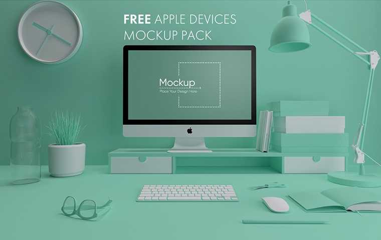 7 Free Colorful Apple Devices Mockup Pack