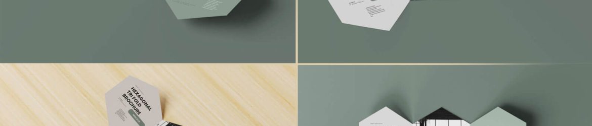 7 Free Hexagonal Tri Fold Brochure Mockups PSD Files