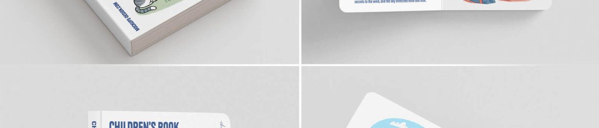 7 Free Softcover Square Children’s Book Mockup PSD Files