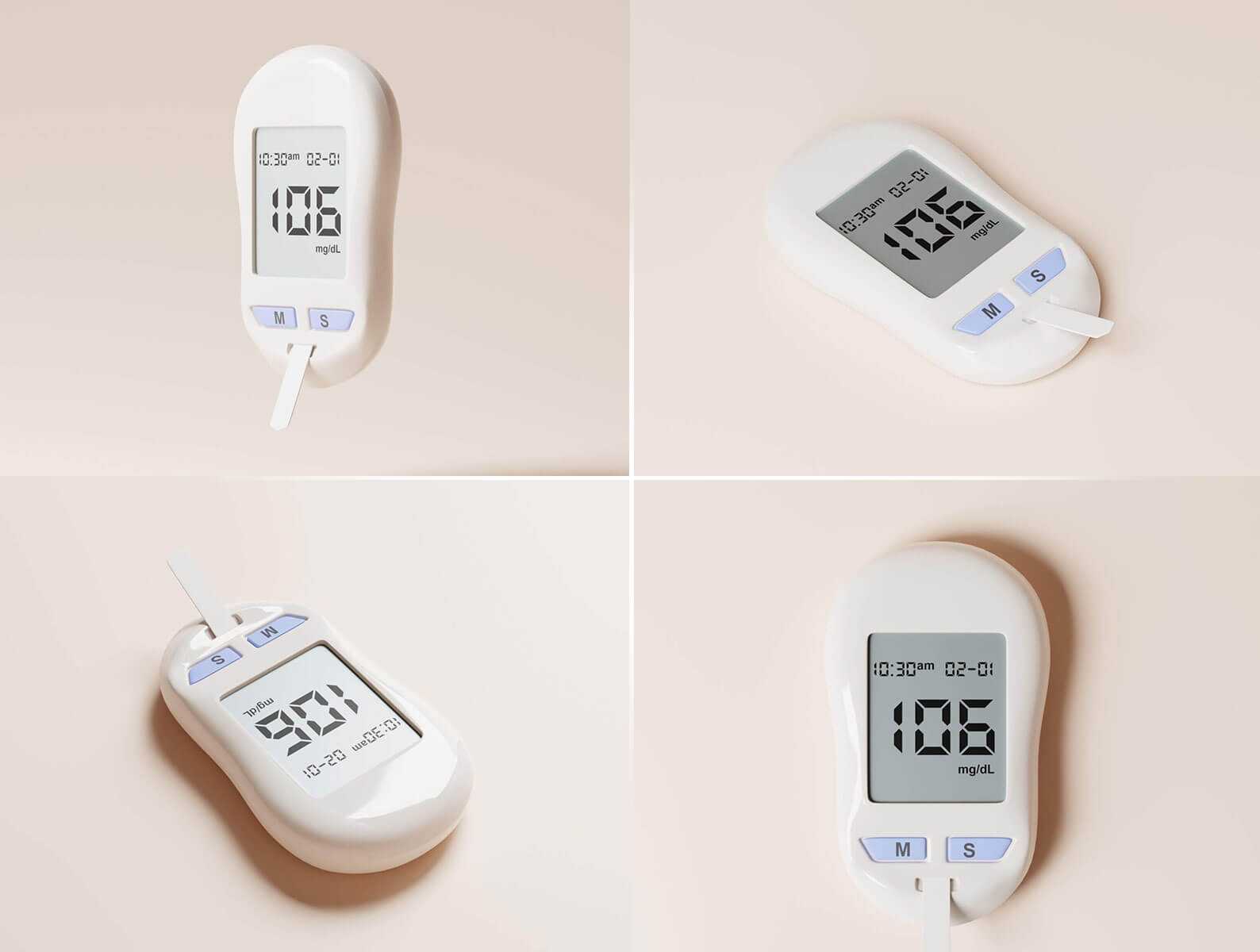 8 Free Blood Sugar Testing Glucometer Device Mockup PSD