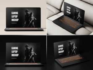 8 Free Gaming Laptop Mockup PSD Files PSD