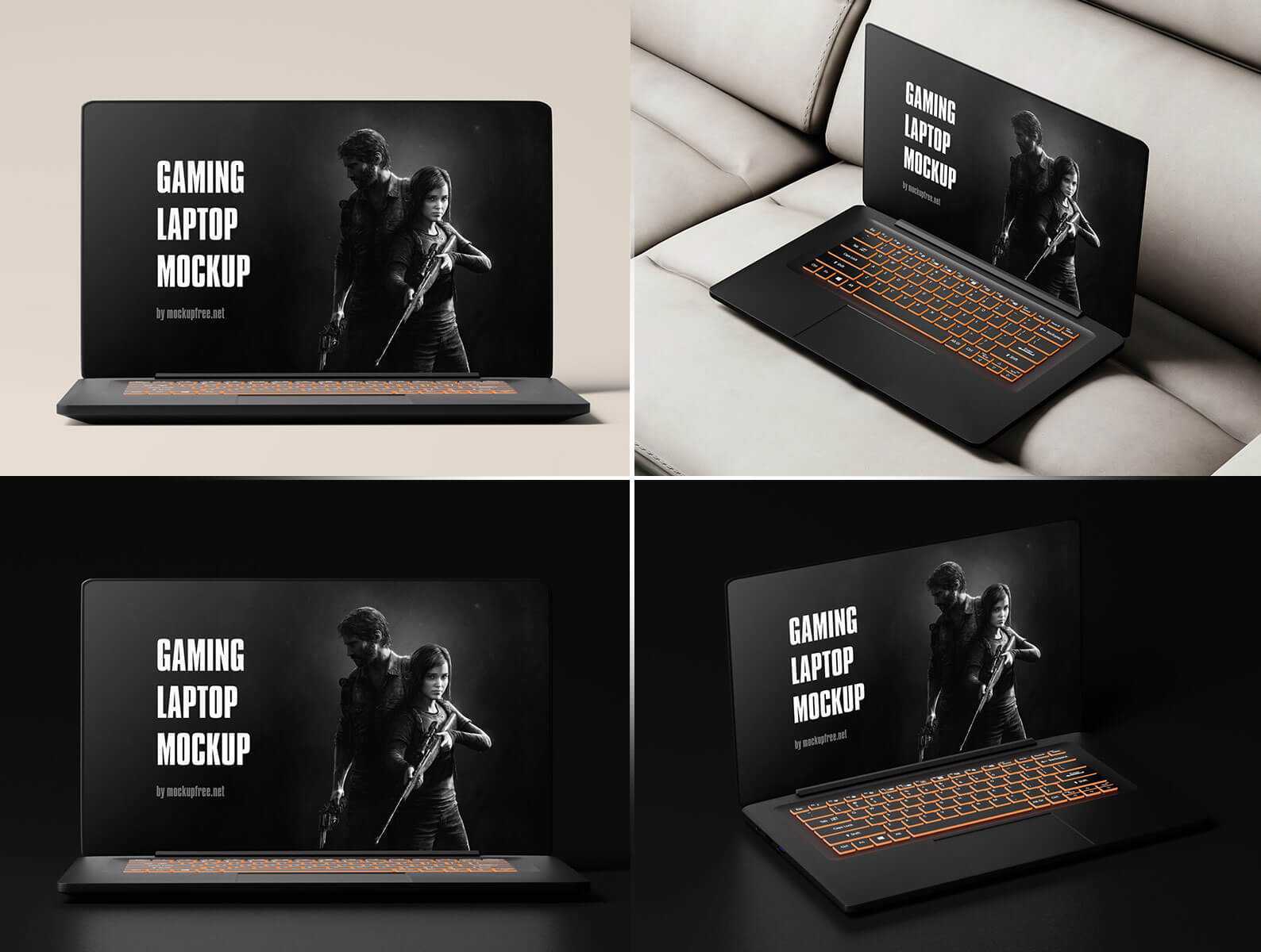 8 Free Gaming Laptop Mockup PSD Files PSD