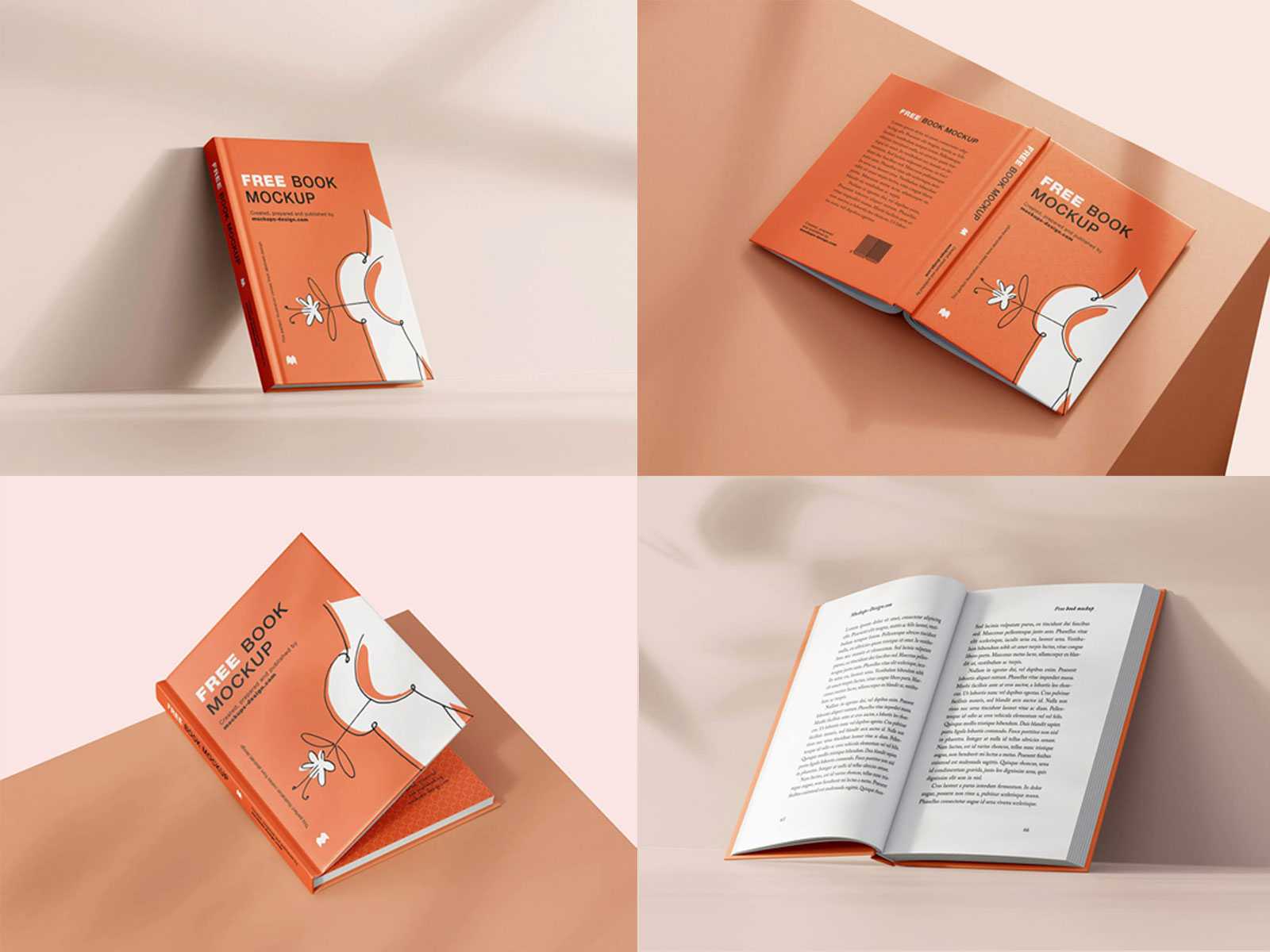 8 Free Hardcover A5 Book Mockup PSD sets
