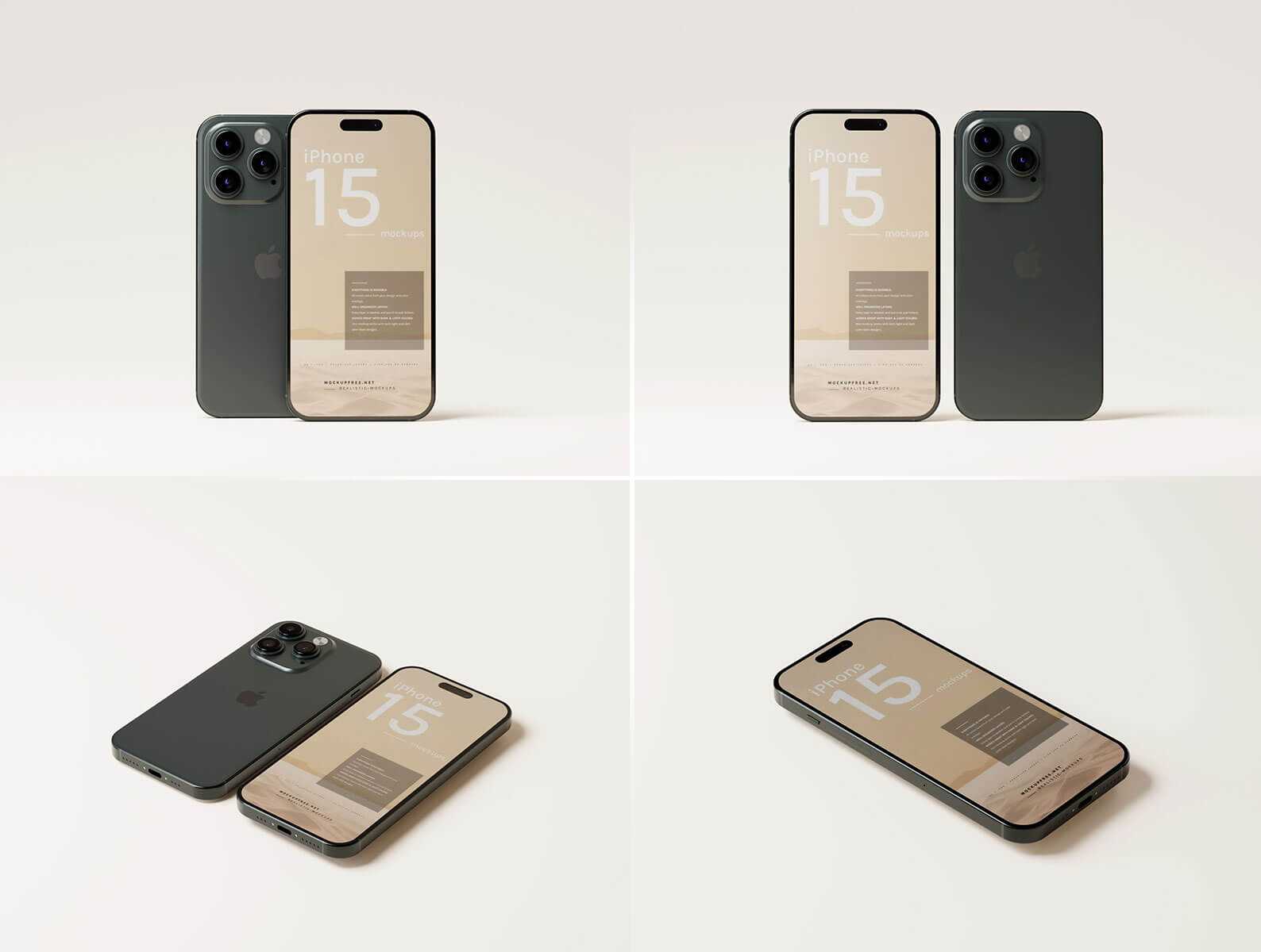 8 Free iPhone 15 Pro and Pro Max Mockups PSD files