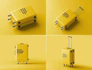 8 Free Rolling Travel Luggage Suitcase Mockup PSD Files