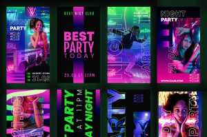 9 Free Party Instagram Stories PSD Template