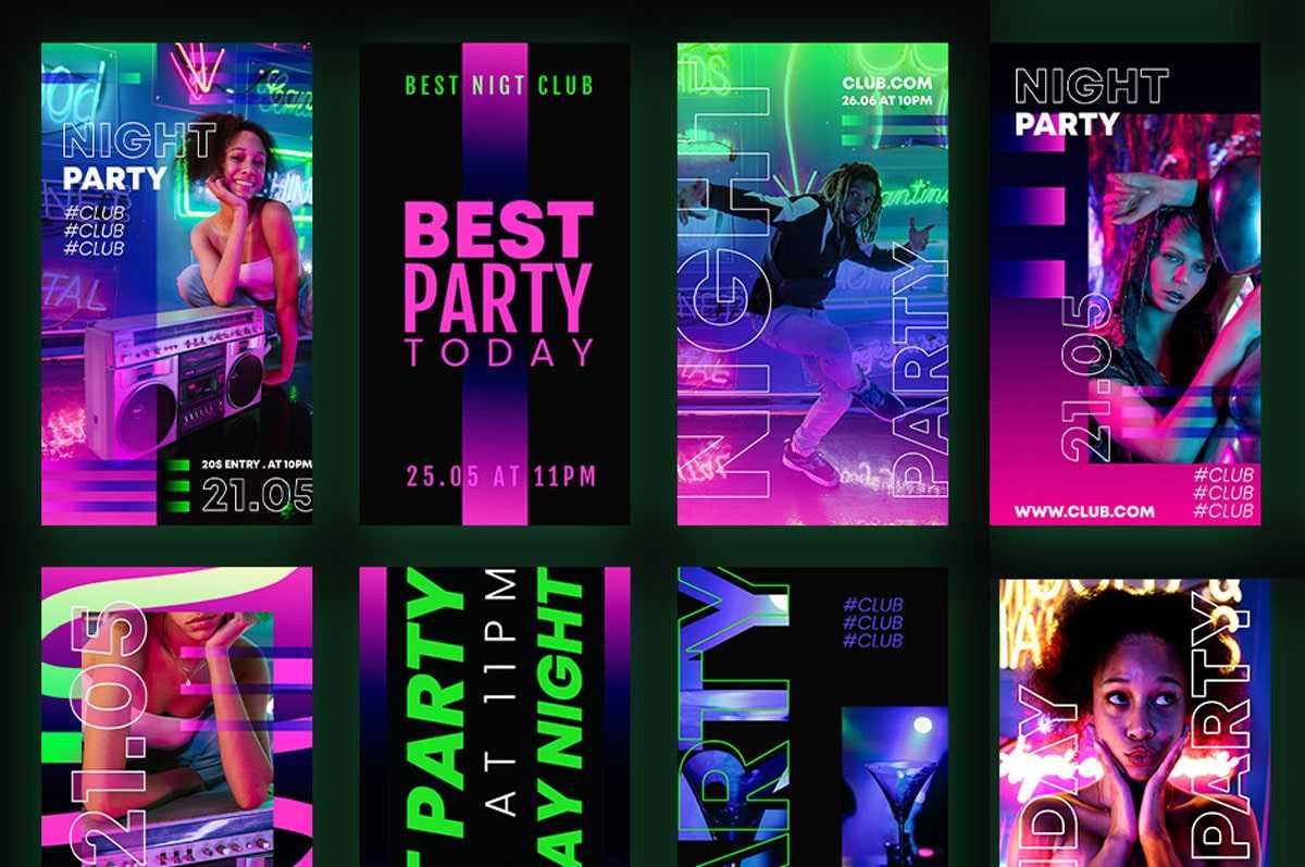 9 Free Party Instagram Stories PSD Template
