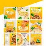9 Free Pizza Food Instagram Posts Set PSD Template
