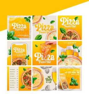 9 Free Pizza Food Instagram Posts Set PSD Template