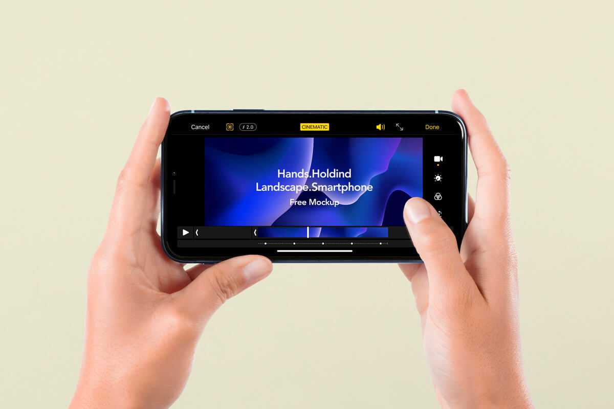 A Hand-Holding Landscape Smartphone Screen Mockup PSD