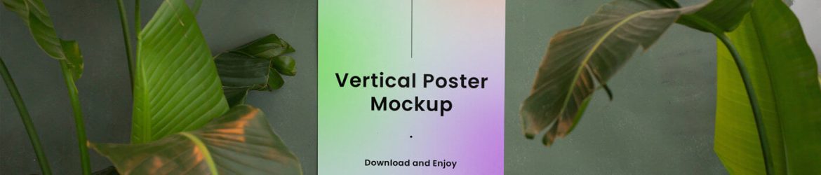A Wall glued Paper Poster Mockup PSD with Plant