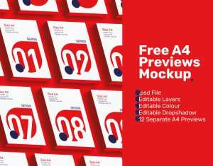 A4 Design Grid Mockup PSD