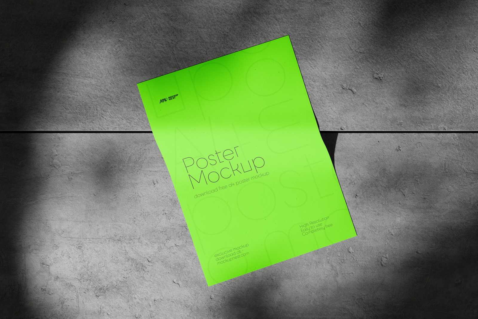 A4 Poster Mockup On Concrete