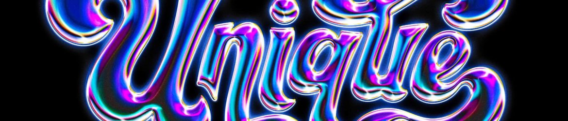 Acid Glass Chrome Text Effect Free PSD - Iridescent Liquid Metal Typo