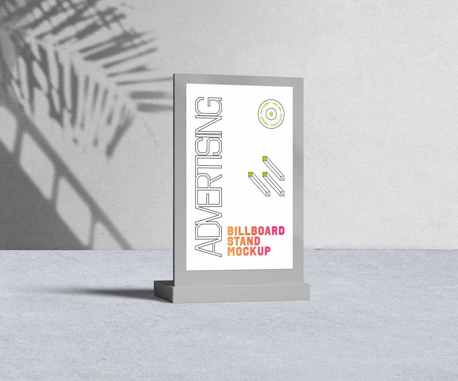 ACP Sheet Display Stand Sign Board Mockup Free PSD