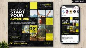 Adventure Trip Free Travel Social Media Post Design PSD Template
