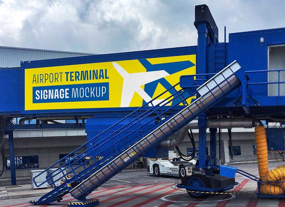 Airport Terminal Signage Mockup PSD
