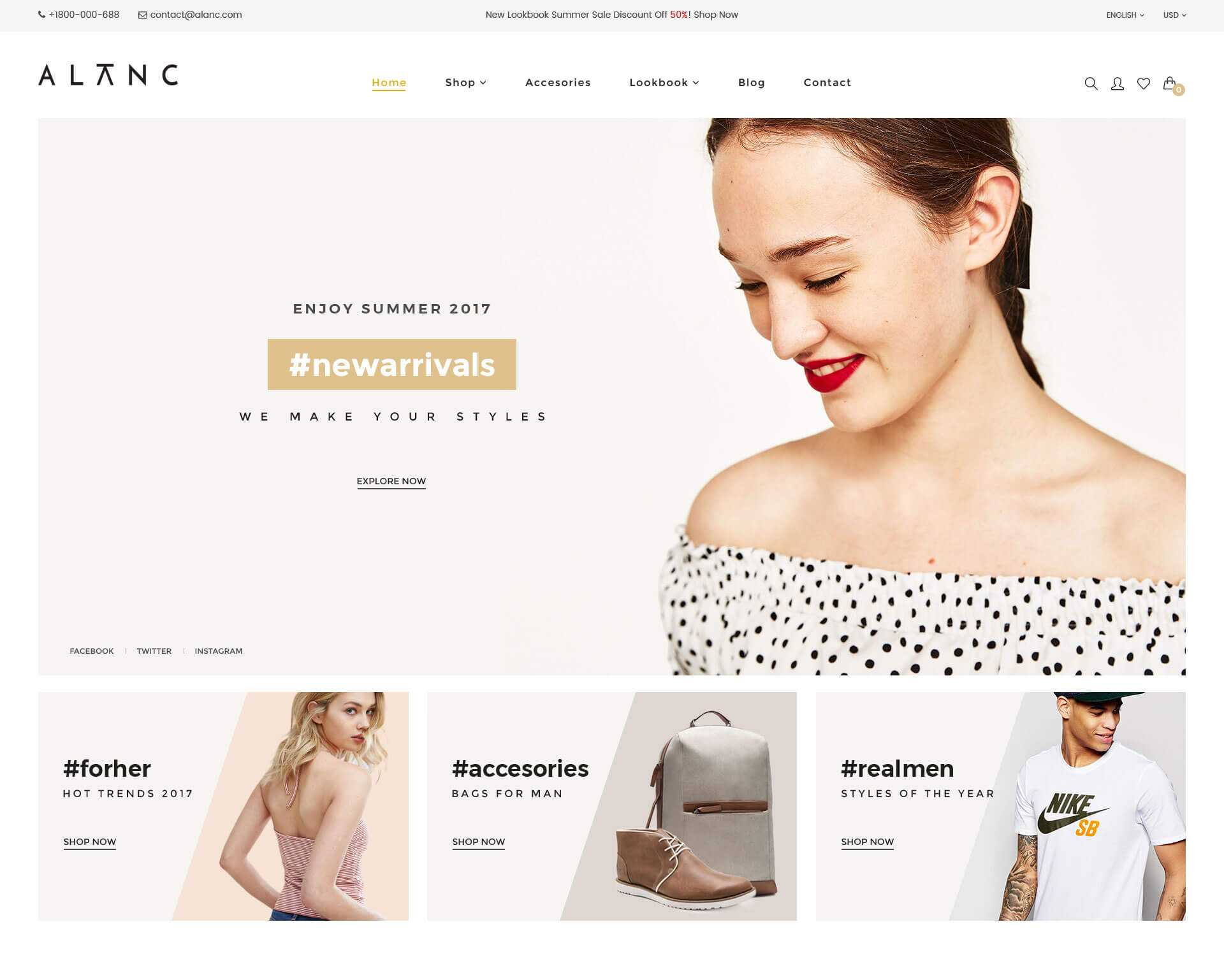 ALANC eCommerce Theme Website Free PSD Template