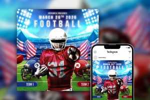 American Football League Instagram Post Design Template PSD