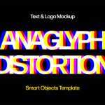 ​​Anaglyph Distortion Text Effect Mockup Free PSD file