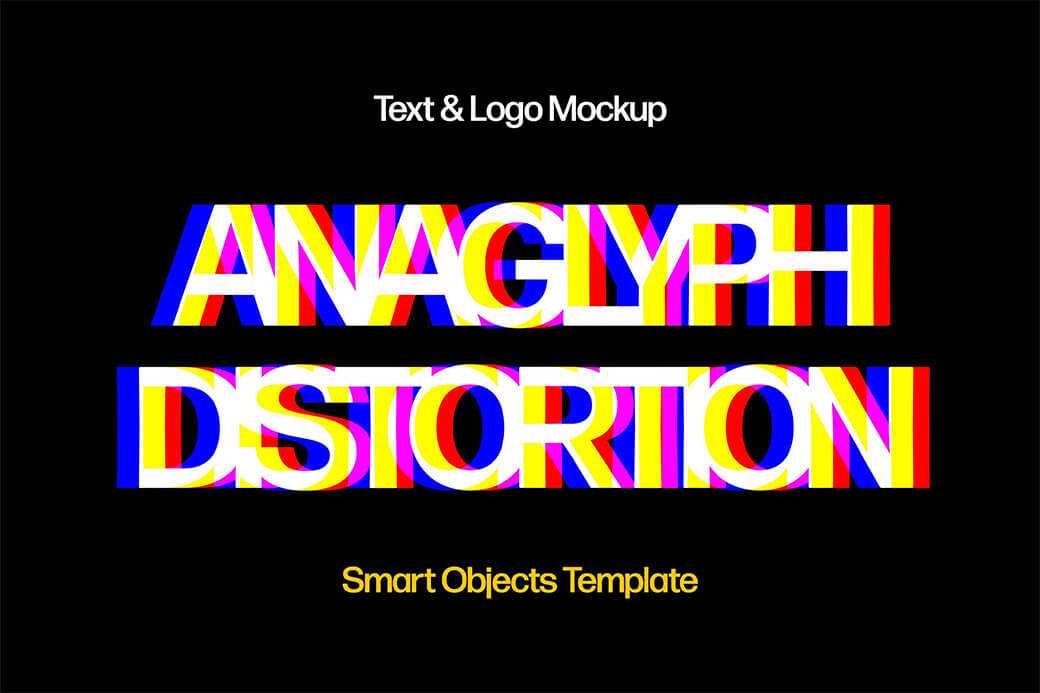 ​​Anaglyph Distortion Text Effect Mockup Free PSD file