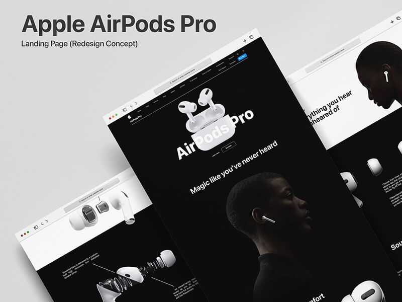 Apple Airpods Pro Redesigned Landing Page PSD Template