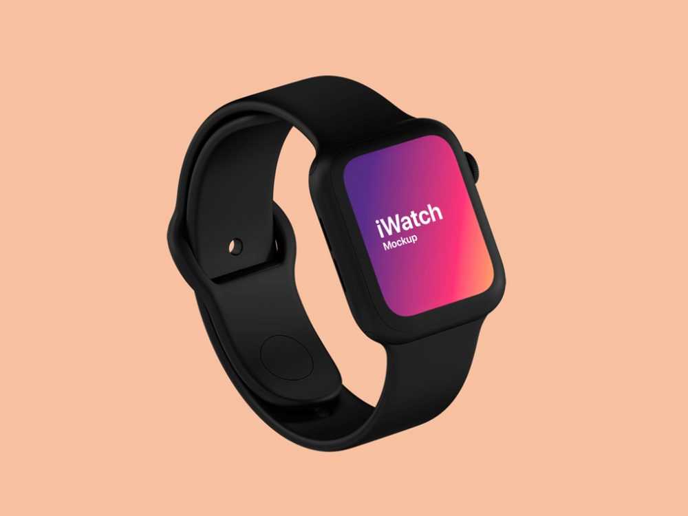 Apple iWatch with Rubber Band Mockup