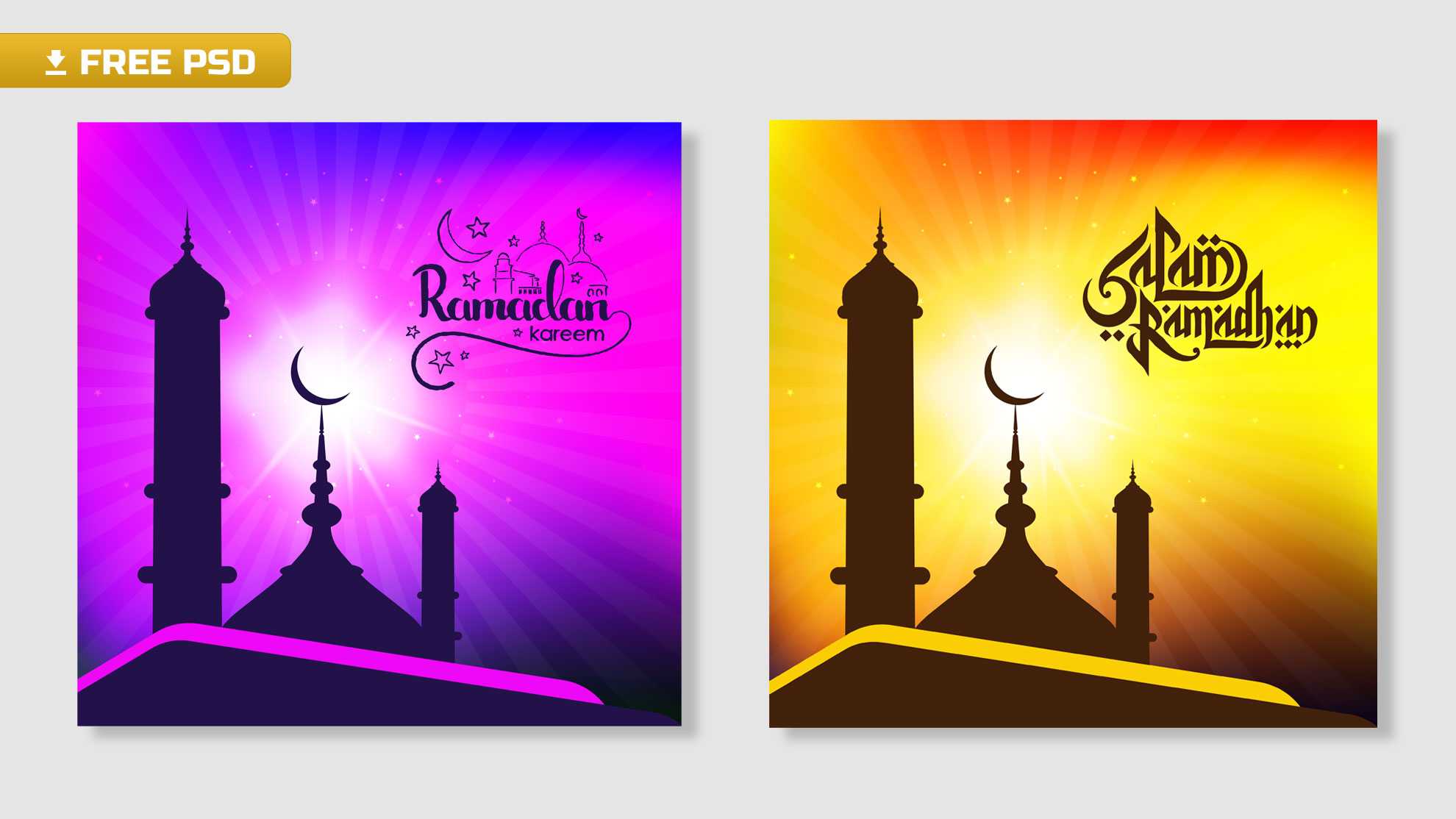 Arabic Salam Ramadan + Ramadan Kareem 2 Design PSD Files