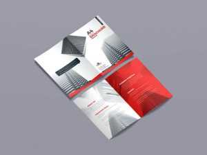 Back and Front view of an Free A4 Brochure Mockup PSD