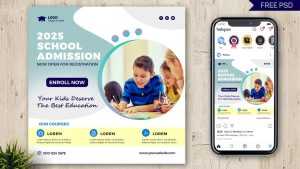 Back to School Social Flyer Design School Admission Social Media Post Template PSD