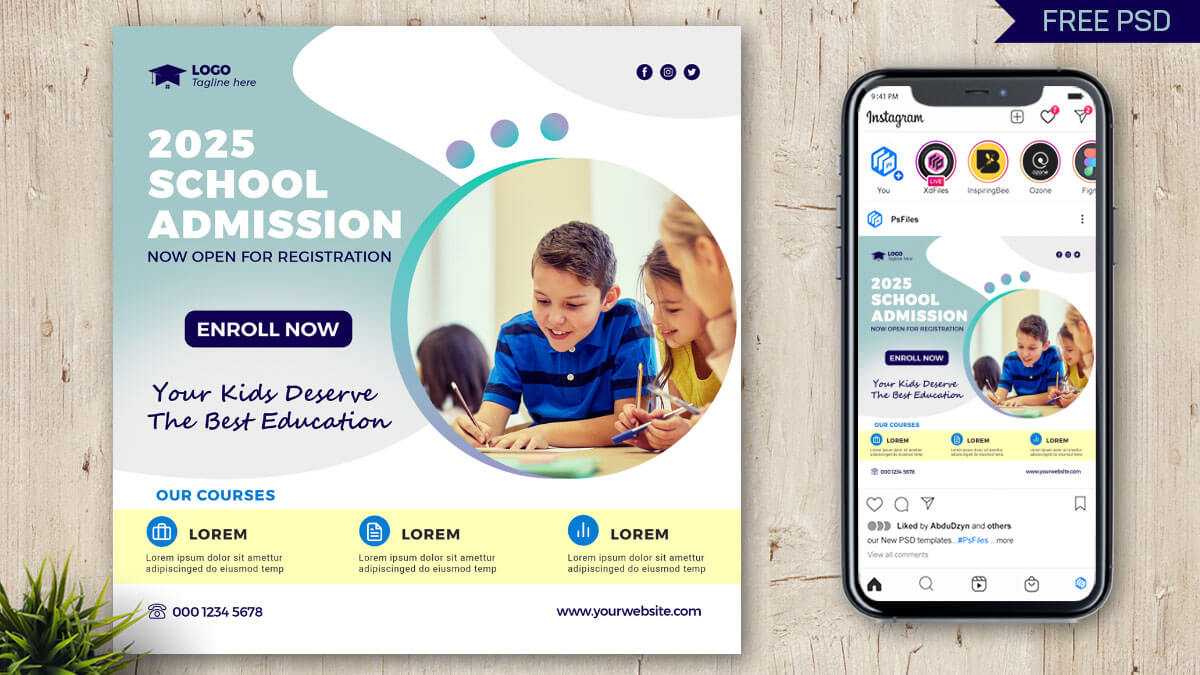 Back to School Social Flyer Design School Admission Social Media Post Template PSD