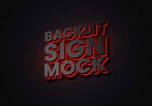 Backlit Sign Text Effects Mockup