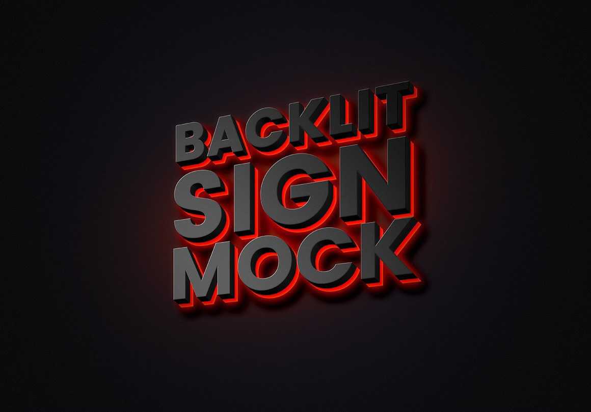 Backlit Sign Text Effects Mockup