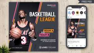 Basketball League Instagram Post Design Template Free PSD