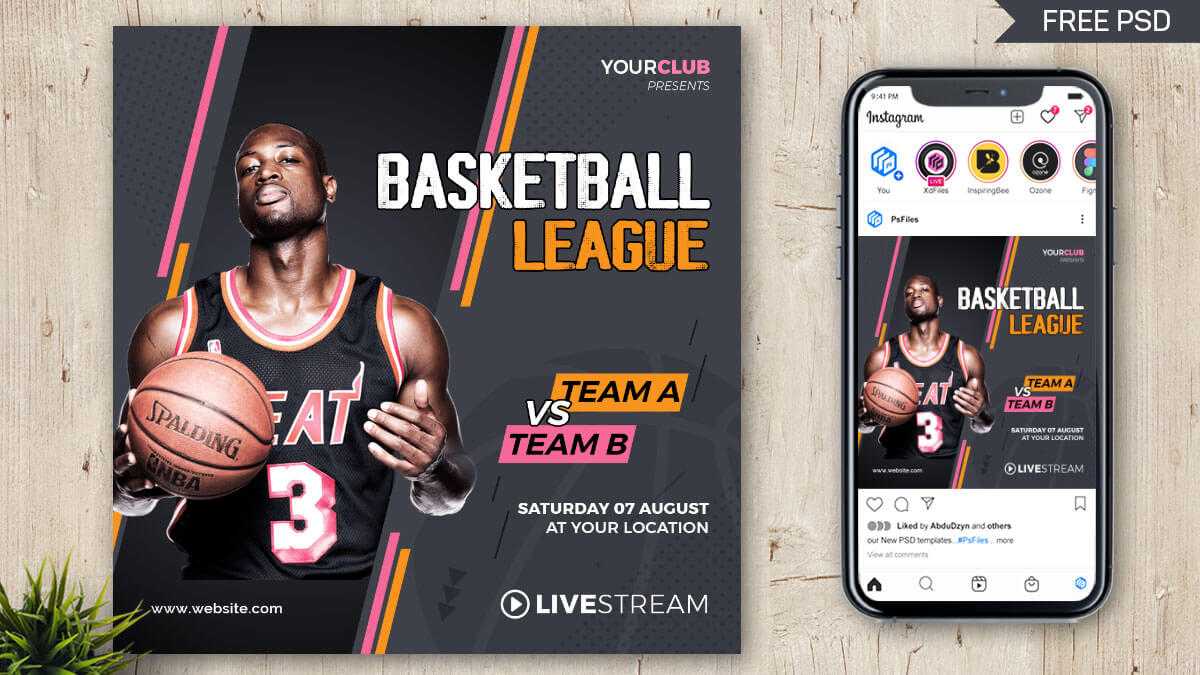 Basketball League Instagram Post Design Template Free PSD – Free PSD Download Basketball League Instagram Post Design Template Free PSD